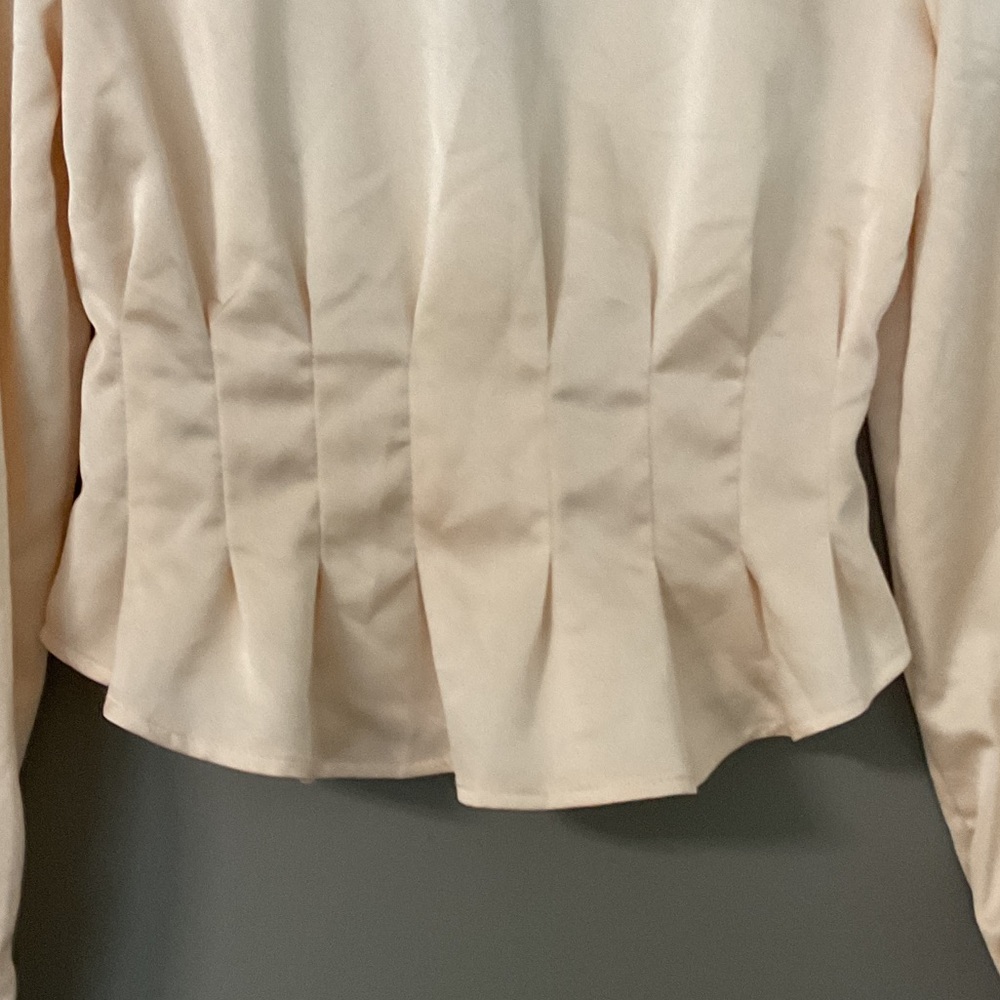 Forever 21 Cream Ruffle Button-Up Blouse, Size S - Picture 4 of 5